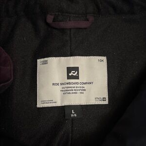 Ride Snowboard Company Kids Snowboarding Pants- Black and Dark Plum